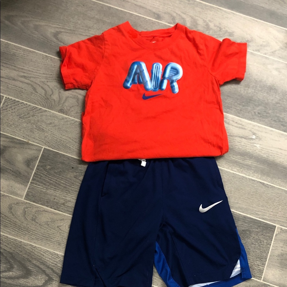 Nike Kids Red Tee with Blue Air Logo